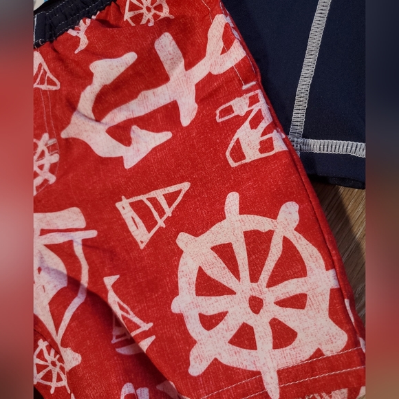 🇺🇲Nautica boys 2 piece rashguard swim set, navy, red, white Size 24M - Picture 6 of 10